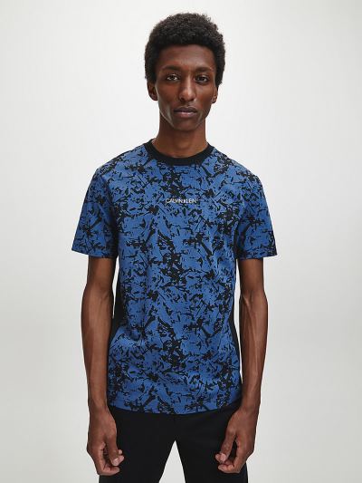 Calvin Klein Ruhák HU193925 | Calvin Klein Organic Cotton All-Over Printed Férfi Póló Sötét Kék